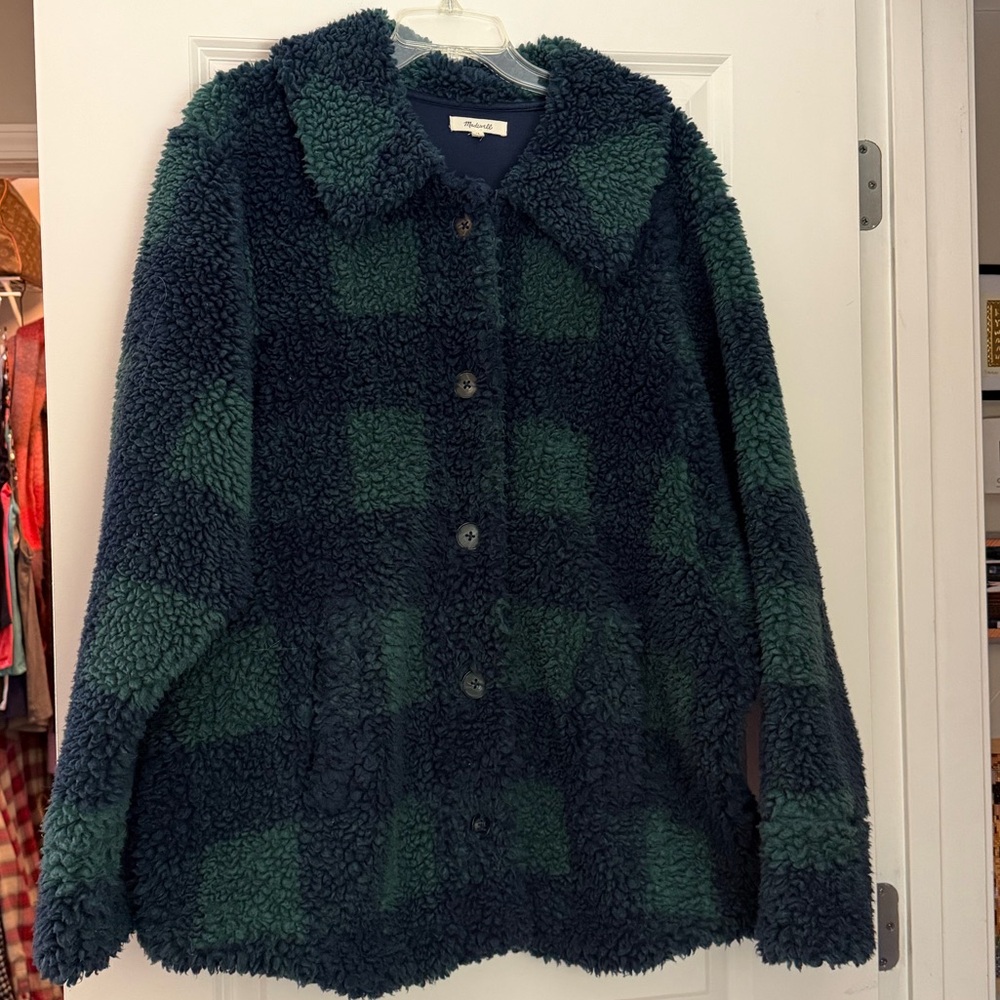 Madewell Green and Blue Teddy Jacket